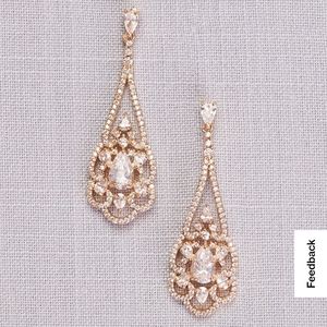 New Chandelier cubic zirconia and gold earrings David's Bridallike BHLDN wedding